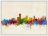 Small Adelaide Australia Watercolour Skyline (Wood Frame - White)