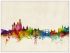 Large Amsterdam The Netherlands Watercolour Skyline (Wood Frame - White)