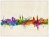 Large Belfast Northern Ireland Watercolour Skyline (Wood Frame - White)