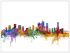 Large Brisbane Australia Watercolour Skyline (Wood Frame - White)