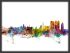 Medium Calcutta (Kolkata) India Watercolour Skyline (Pinboard & wood frame - Black)