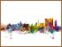 Large Calcutta (Kolkata) India Watercolour Skyline (Wood Frame - Teak)