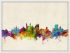 Medium Cambridge England Watercolour Skyline (Wood Frame - White)