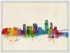 Medium Corpus Christie Texas Watercolour Skyline (Wood Frame - White)