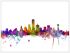 Large Dallas Watercolour Skyline (Wood Frame - White)