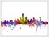 Medium Dallas Watercolour Skyline (Wood Frame - White)
