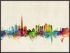 Large Dubai Watercolour Skyline (Wood Frame - Black)
