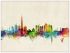 Large Dubai Watercolour Skyline (Wood Frame - White)