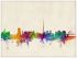 Large Dublin Ireland Watercolour Skyline (Wood Frame - White)
