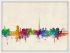 Small Dublin Ireland Watercolour Skyline (Wood Frame - White)