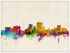 Large El Paso Texas Watercolour Skyline (Wood Frame - White)