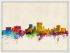 Small El Paso Texas Watercolour Skyline (Wood Frame - White)