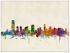 Large Jersey City New Jersey Watercolour Skyline (Wood Frame - White)