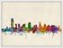 Medium Jersey City New Jersey Watercolour Skyline (Wood Frame - White)