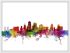Medium Kansas City Watercolour Skyline (Wood Frame - White)