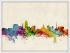Small Lansing Michigan Watercolour Skyline (Wood Frame - White)