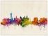 Large Las Vegas Nevada Watercolour Skyline (Wood Frame - White)
