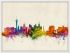 Medium Las Vegas Nevada Watercolour Skyline (Wood Frame - White)