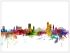 Large Liege Belgium Watercolour Skyline (Wood Frame - White)