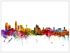 Large Liverpool England Watercolour Skyline (Wood Frame - White)
