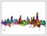Medium Melbourne Australia Watercolour Skyline (Wood Frame - White)
