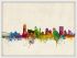Medium Memphis Tennessee Watercolour Skyline (Wood Frame - White)
