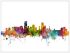Large Miami Florida Watercolour Skyline (Wood Frame - White)