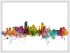 Medium Miami Florida Watercolour Skyline (Wood Frame - White)