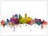 Large Minneapolis Watercolour Skyline (Wood Frame - White)