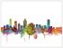Large Montreal Watercolour Skyline (Wood Frame - White)