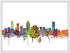 Medium Montreal Watercolour Skyline (Wood Frame - White)