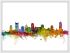Medium Nashville Tennessee Watercolour Skyline (Wood Frame - White)