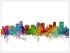 Large Orlando Florida Watercolour Skyline (Wood Frame - White)