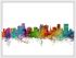 Small Orlando Florida Watercolour Skyline (Wood Frame - White)
