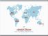 Medium Personalised Travel Map of the World - Aqua (Rolled Canvas with Hanging Bars)