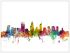 Large Perth Australia Watercolour Skyline (Wood Frame - White)