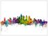 Large Philadelphia Watercolour Skyline (Wood Frame - White)