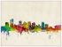 Large Phoenix Arizona Watercolour Skyline (Wood Frame - White)