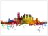 Large Pittsburgh Pennsylvania Watercolour Skyline (Wood Frame - White)