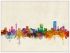 Large Pretoria South Africa Watercolour Skyline (Wood Frame - White)