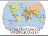 Small Primary World Wall Map Political with flags (Hanging bars)