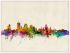 Large Quebec Canada Watercolour Skyline (Wood Frame - White)