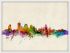 Small Quebec Canada Watercolour Skyline (Wood Frame - White)