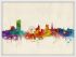 Medium Sheffield England Watercolour Skyline (Wood Frame - White)