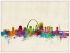 Large St Louis Missouri Watercolour Skyline (Wood Frame - White)