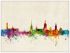 Large Stockholm Sweden Watercolour Skyline (Wood Frame - White)