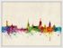 Medium Stockholm Sweden Watercolour Skyline (Wood Frame - White)