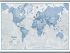 Medium The World Is Art - Wall Map Blue (Rolled Canvas with Hanging Bars)