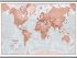 Medium The World Is Art - Wall Map Red (Rolled Canvas with Hanging Bars)