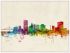 Large Toledo Ohio Watercolour Skyline (Wood Frame - White)